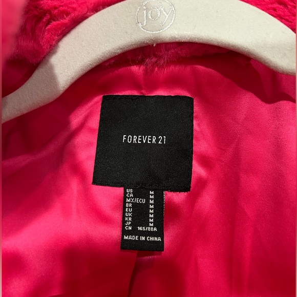 Forever 21 Hot Pink faux fur jacket, M - Picture 6 of 9